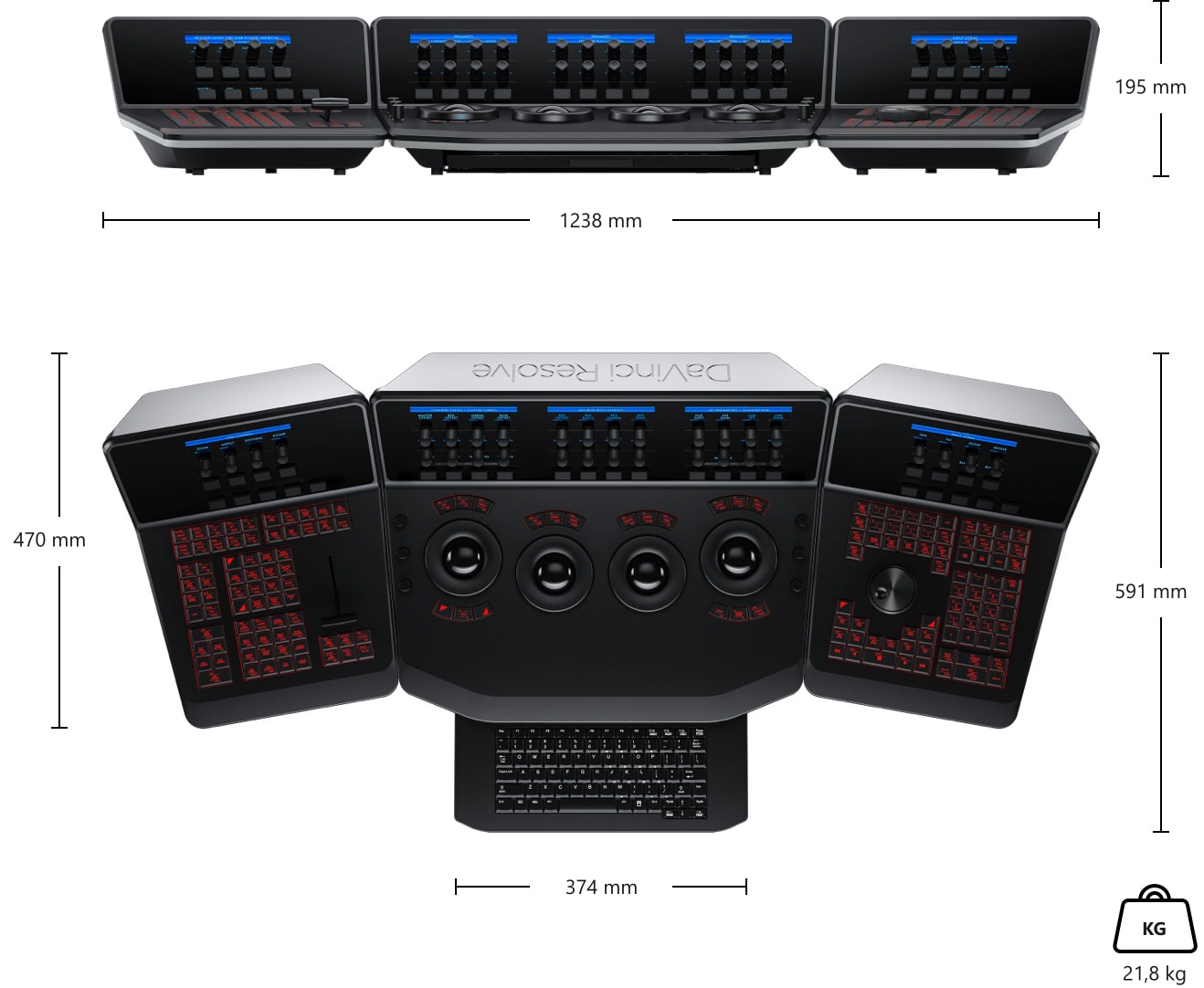 DaVinci Resolve Advanced Panel – Mere in teža