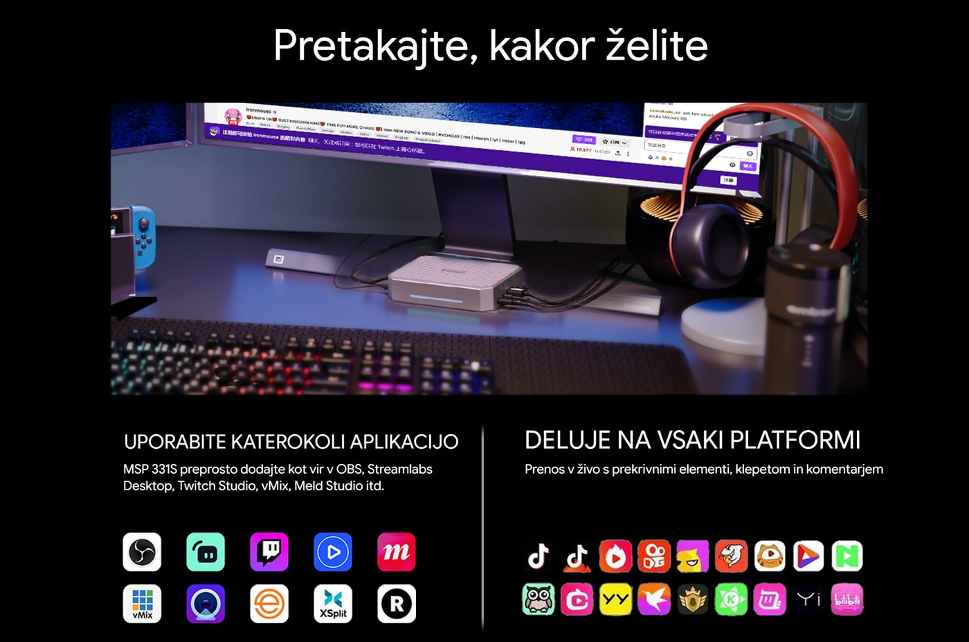 Pretakanje v kateri koli aplikaciji