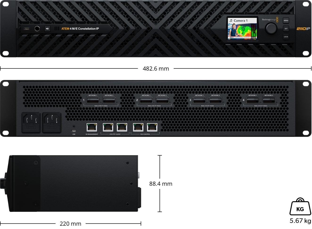 ATEM 4 M/E Constellation IP – Mere in teža