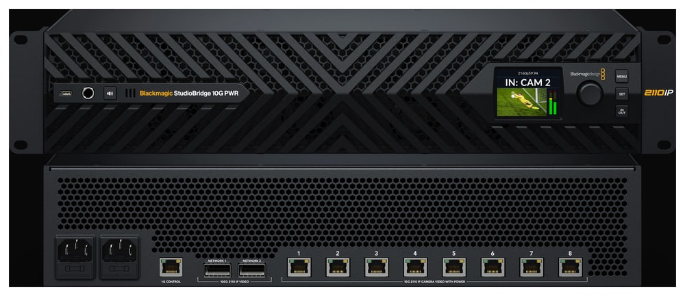 Blackmagic StudioBridge 10G PWR – Most med robom omrežja in hrbtenico 100G