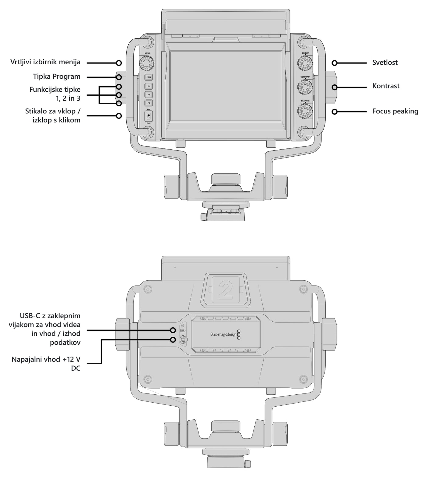 Blackmagic Design URSA Cine Studio Viewfinder – Upravljalniki in priključki