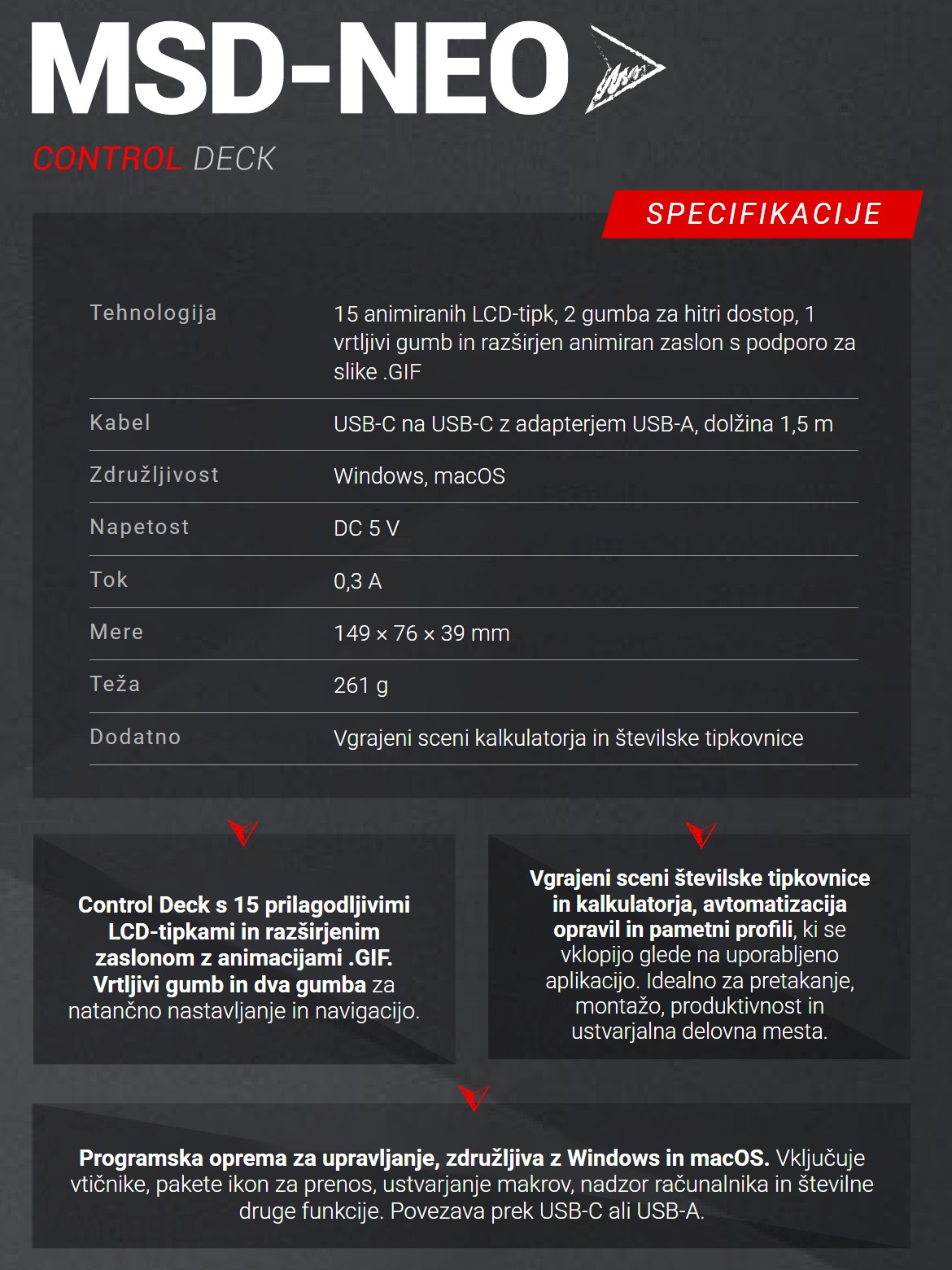 Mars Gaming MSD-NEO – Tehnični podatki na kratko