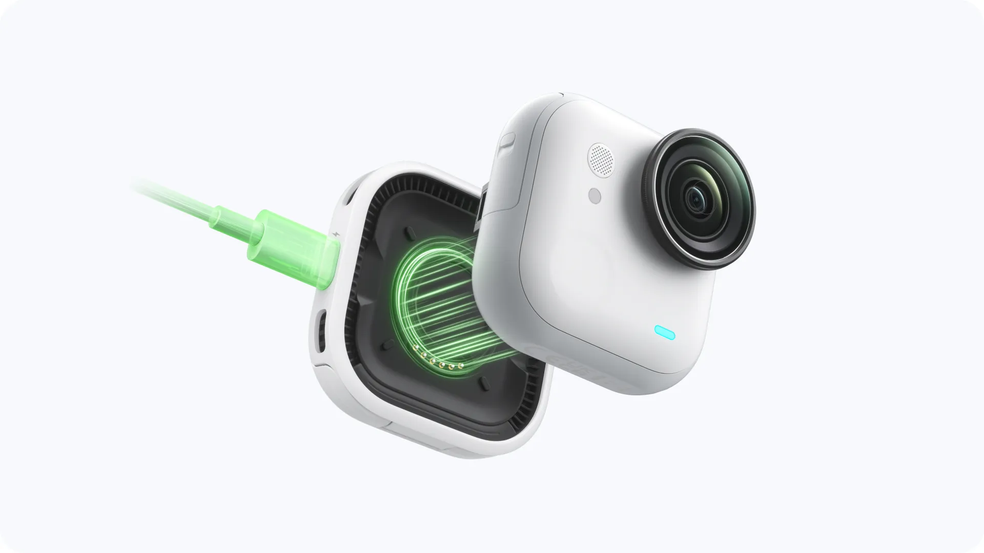 Kamera Insta360 GO Ultra, pritrjena na FOMO Flexi Mount