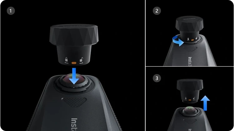 Odstranjevanje in namestitev leče Insta360 X4 Air