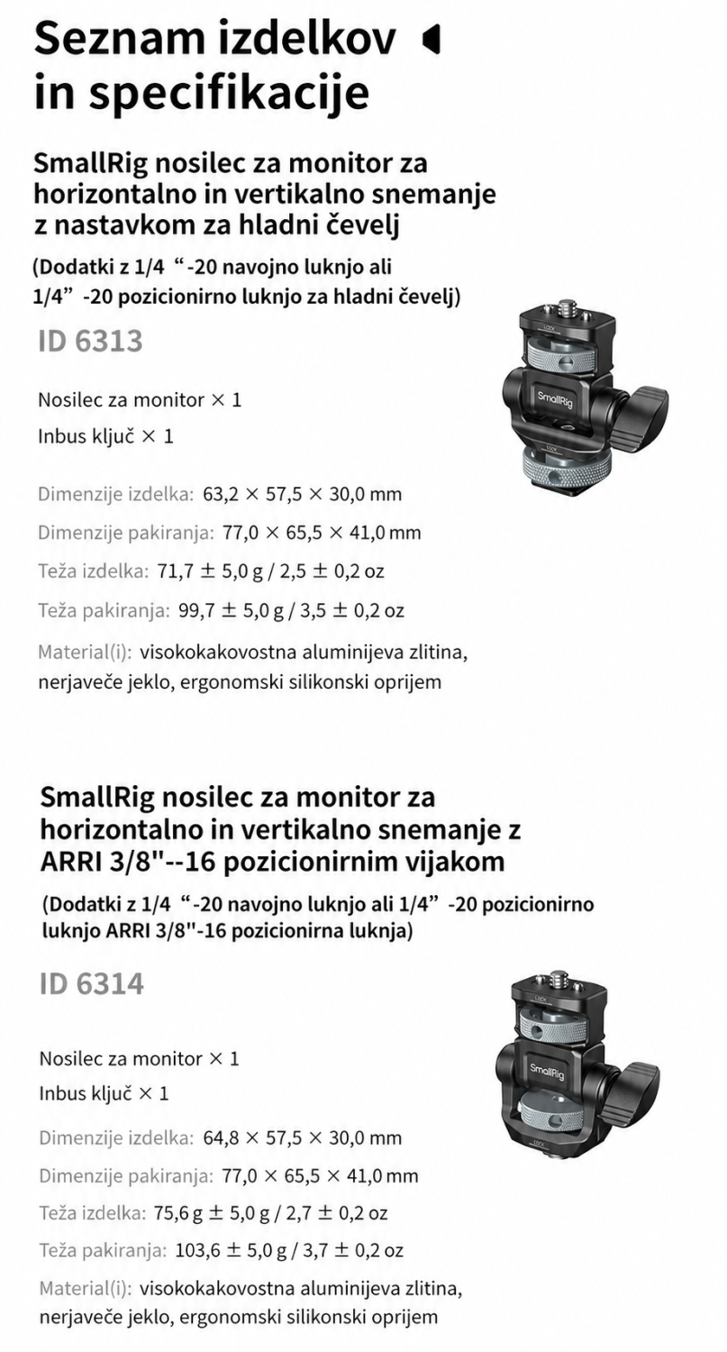 SmallRig Monitor Support 6314 – slovinská infografika 9