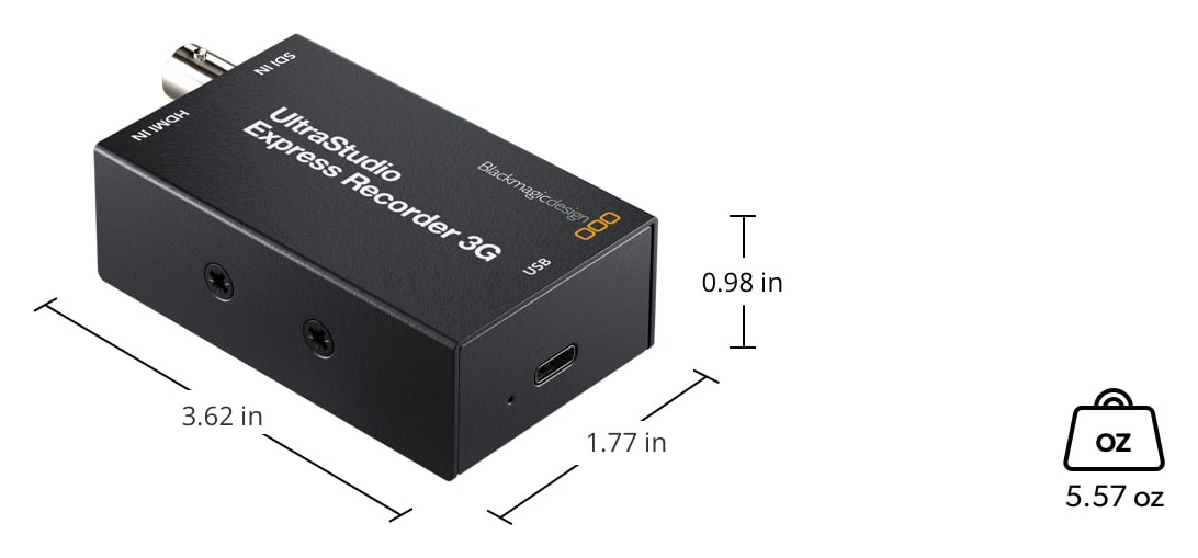 UltraStudio Express Recorder 3G – Mere in teža