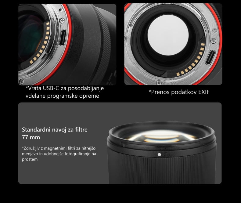 Meike 85mm F1.4 STM MIX II FE – Vrata USB-C, EXIF in navoj za filtre 77 mm