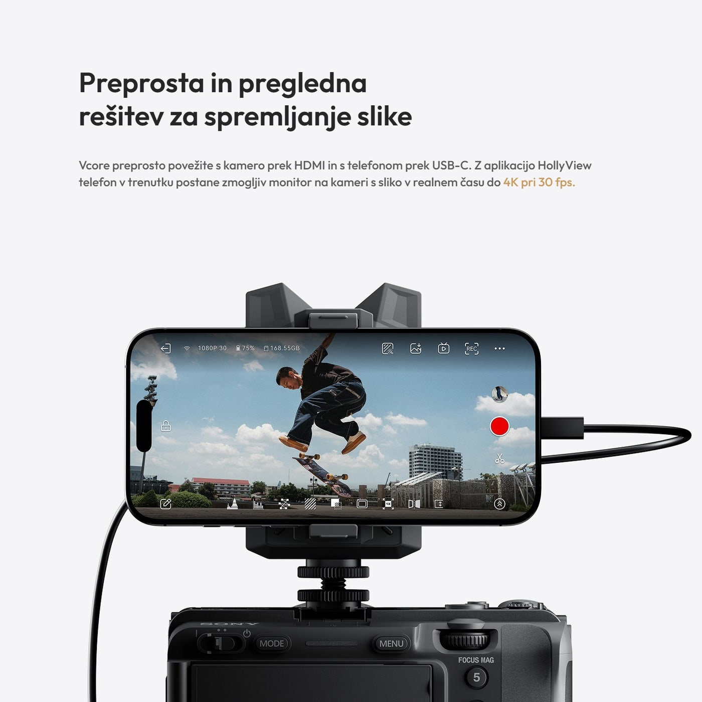 Hollyland Vcore – Monitor na kameri prek USB-C