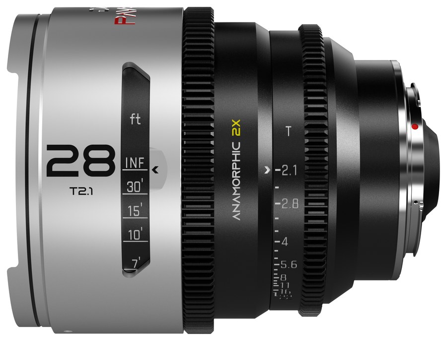 DZOFILM Pavo 28 mm T2,1 anamorfni 2× – Neutral, PL/EF, lestvica v čevljih – Bajonet EF