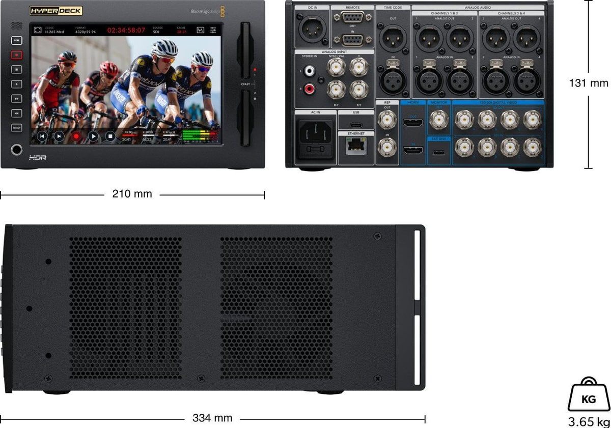 HyperDeck Extreme 8K HDR – Mere in teža