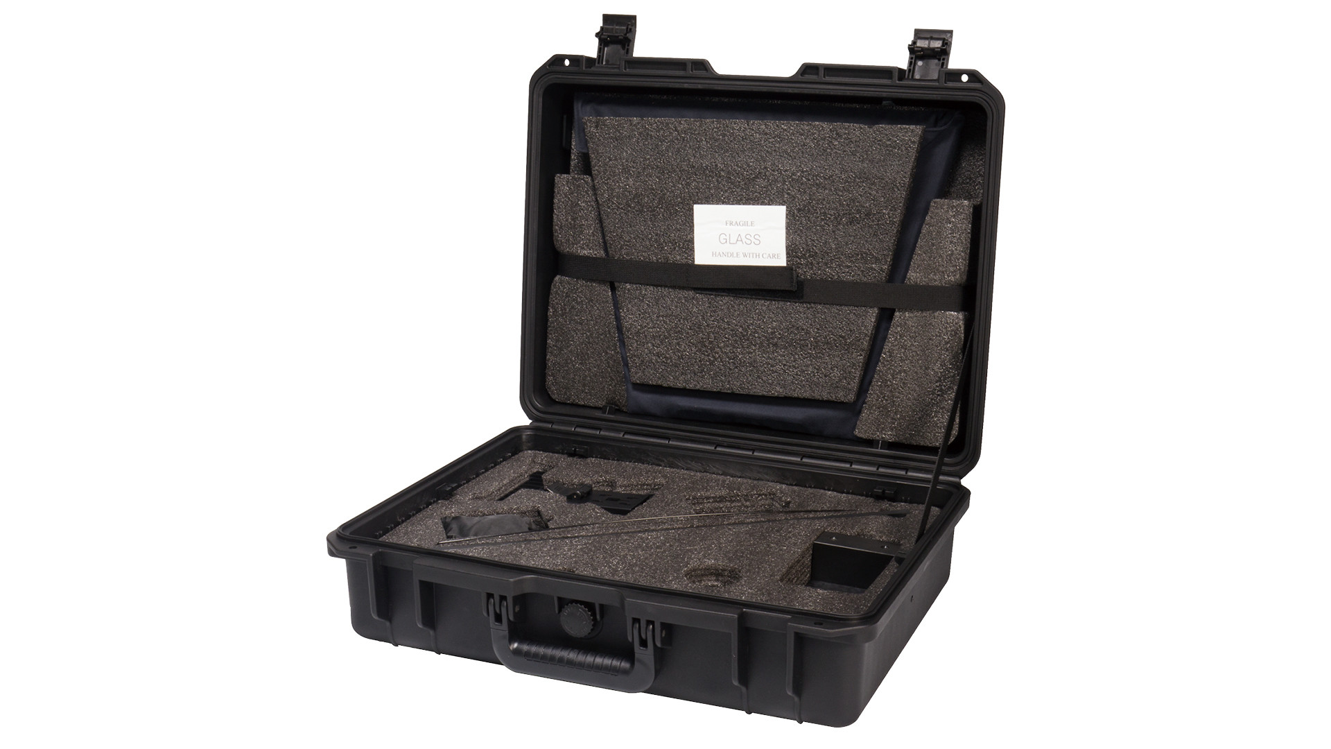 Deli teleprompterja TP-600, shranjeni v kovčku HC-600