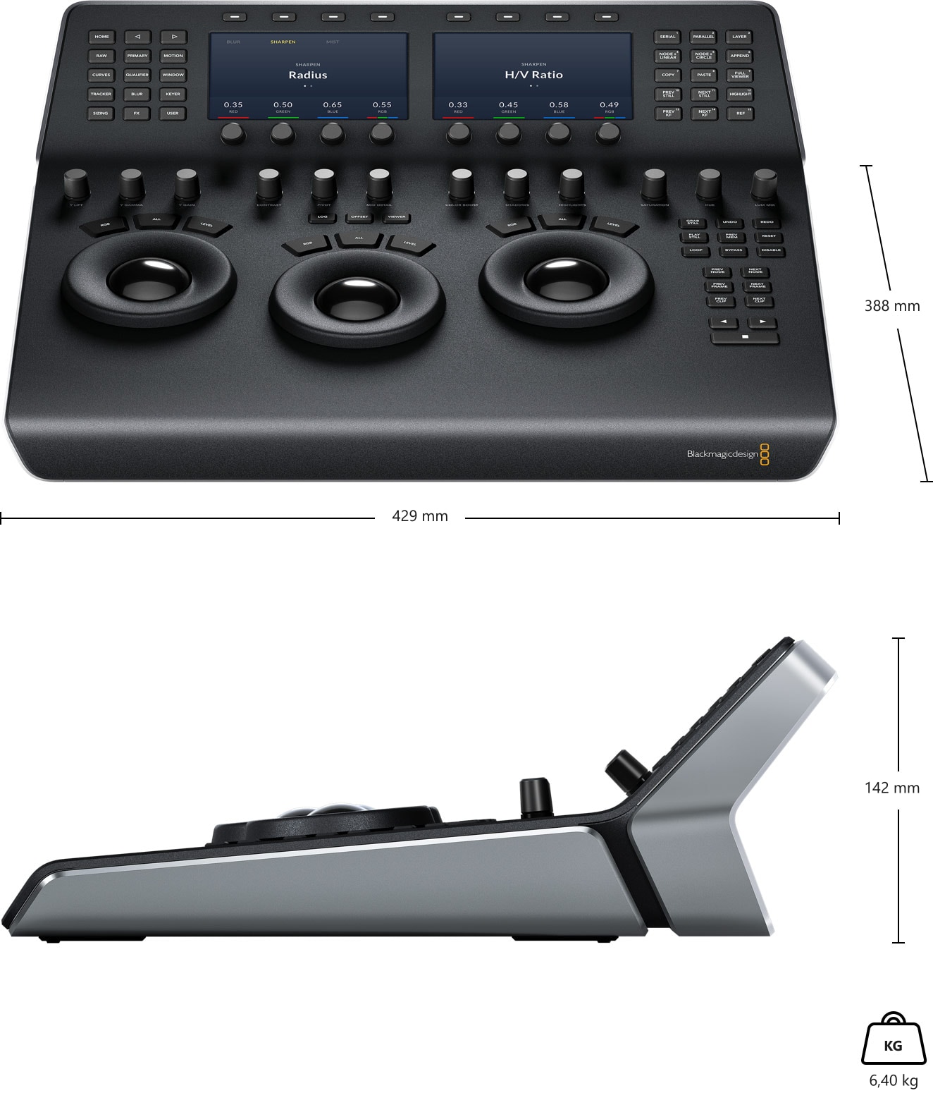 DaVinci Resolve Mini Panel – Mere in teža