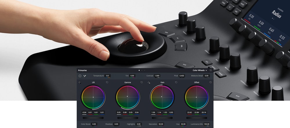 DaVinci Resolve Mini Panel – Trackballi za lift, gamma in gain