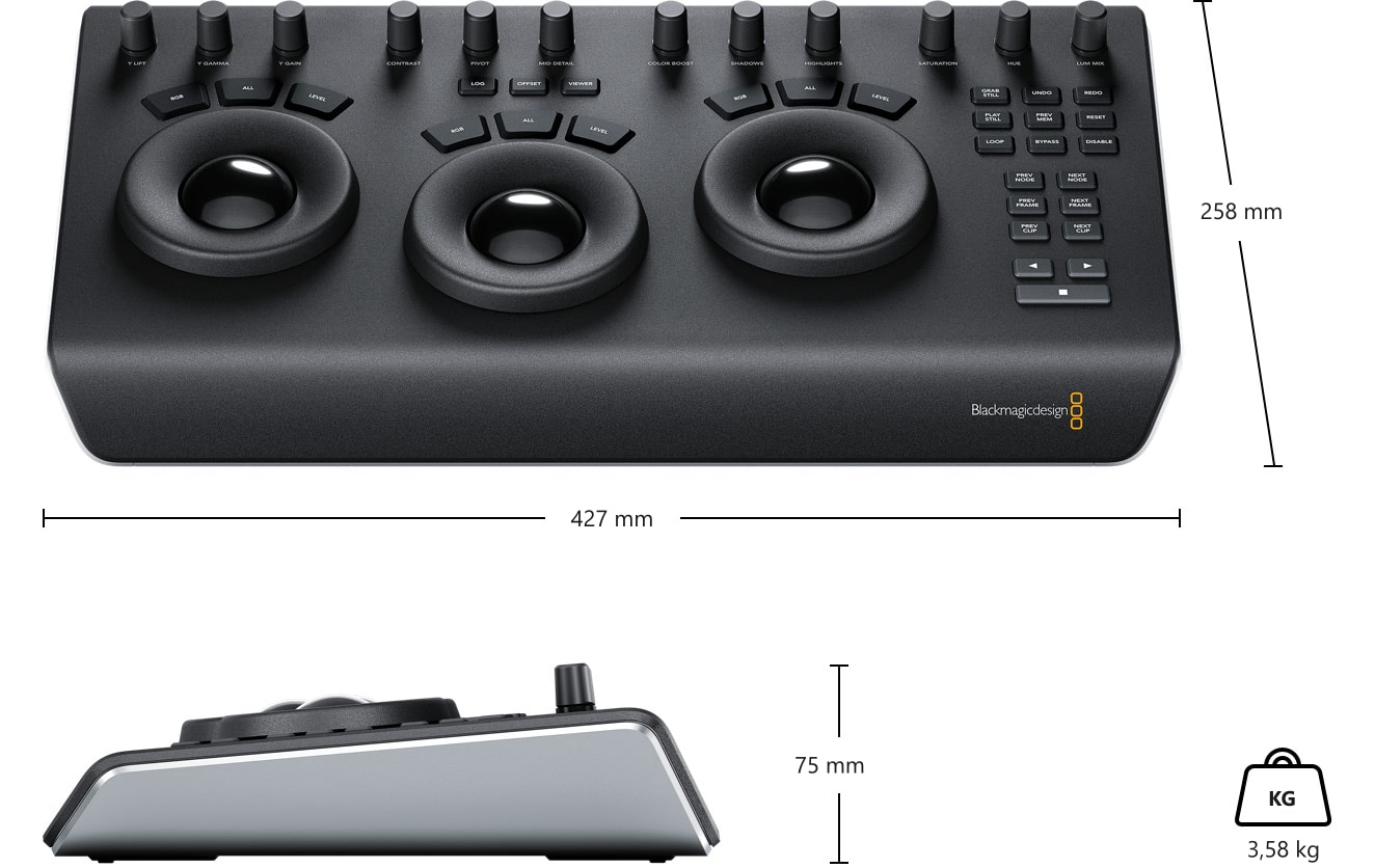 DaVinci Resolve Micro Panel – Mere in teža