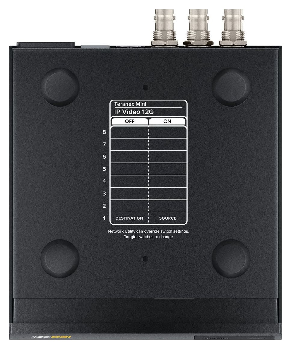 Teranex Mini IP Video 12G – Nastavitve z mini stikali, programsko opremo in panelom