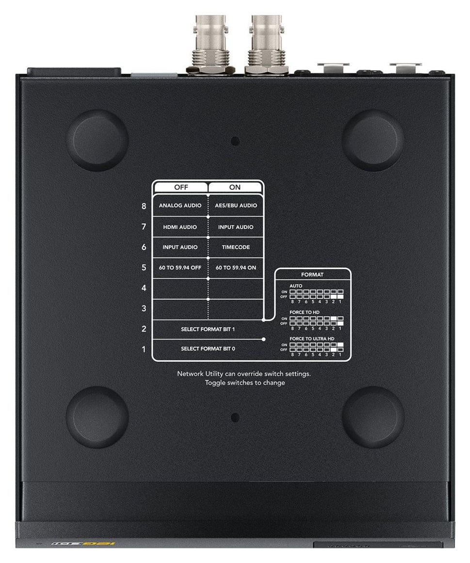 Teranex Mini HDMI to SDI 12G – Nastavitve z mini stikali, prek USB in Etherneta