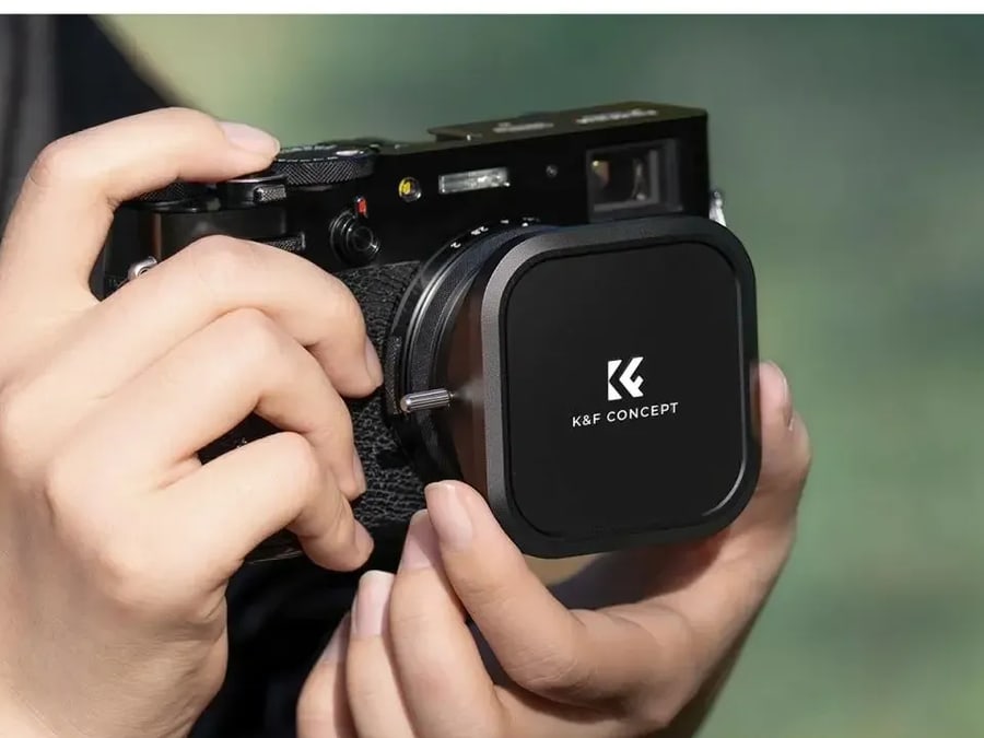 K&F Concept komplet UV filtra, senčila in pokrovčka za Fujifilm X100, črn