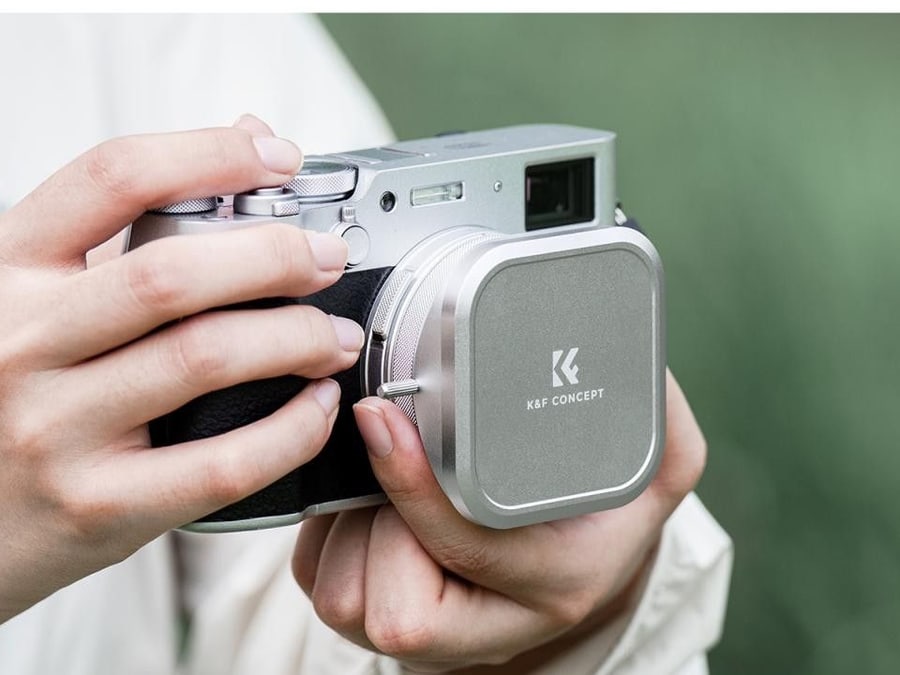 K&F Concept komplet UV filtra, senčila in pokrovčka za Fujifilm X100, srebrn