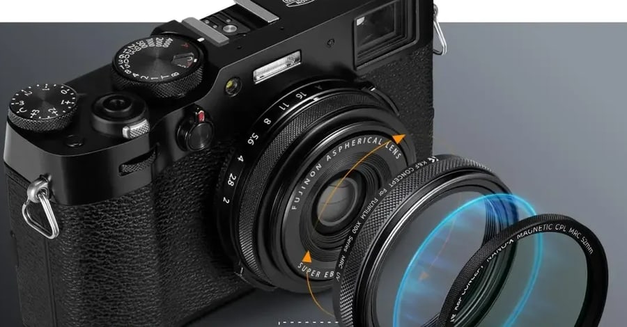 K&F Concept komplet UV filtra, senčila in pokrovčka za Fujifilm X100, črn