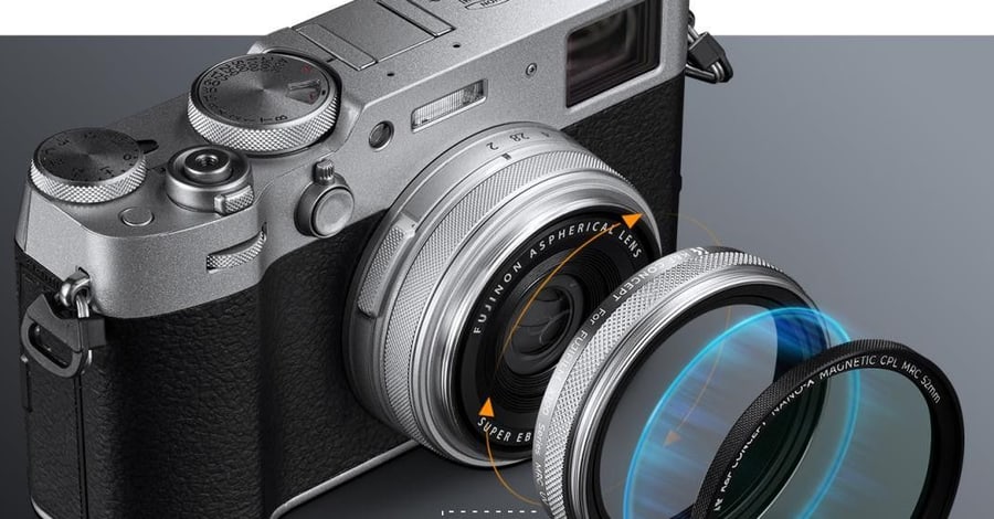 K&F Concept komplet UV filtra, senčila in pokrovčka za Fujifilm X100, srebrn