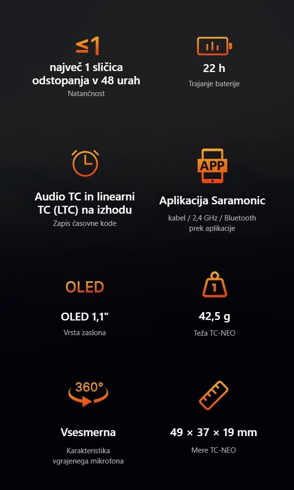 Specifikacije Saramonic TC-NEO