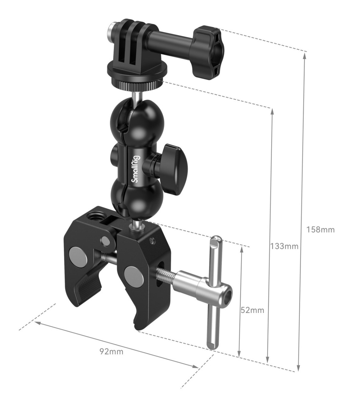 Večnamenska dvojna krogelna glava z objemko in 1/4″ vijakom 1138