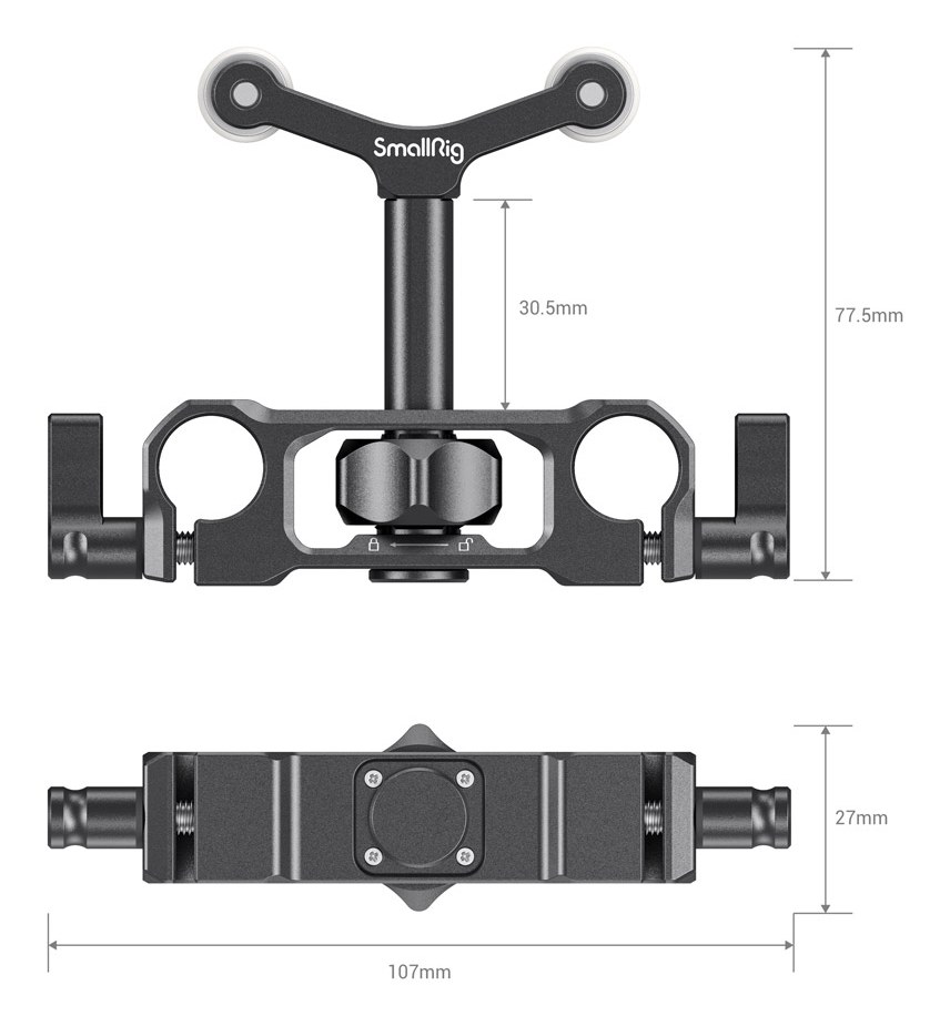univerzalna 15 mm opora za objektiv za pritrditev na palico LWS