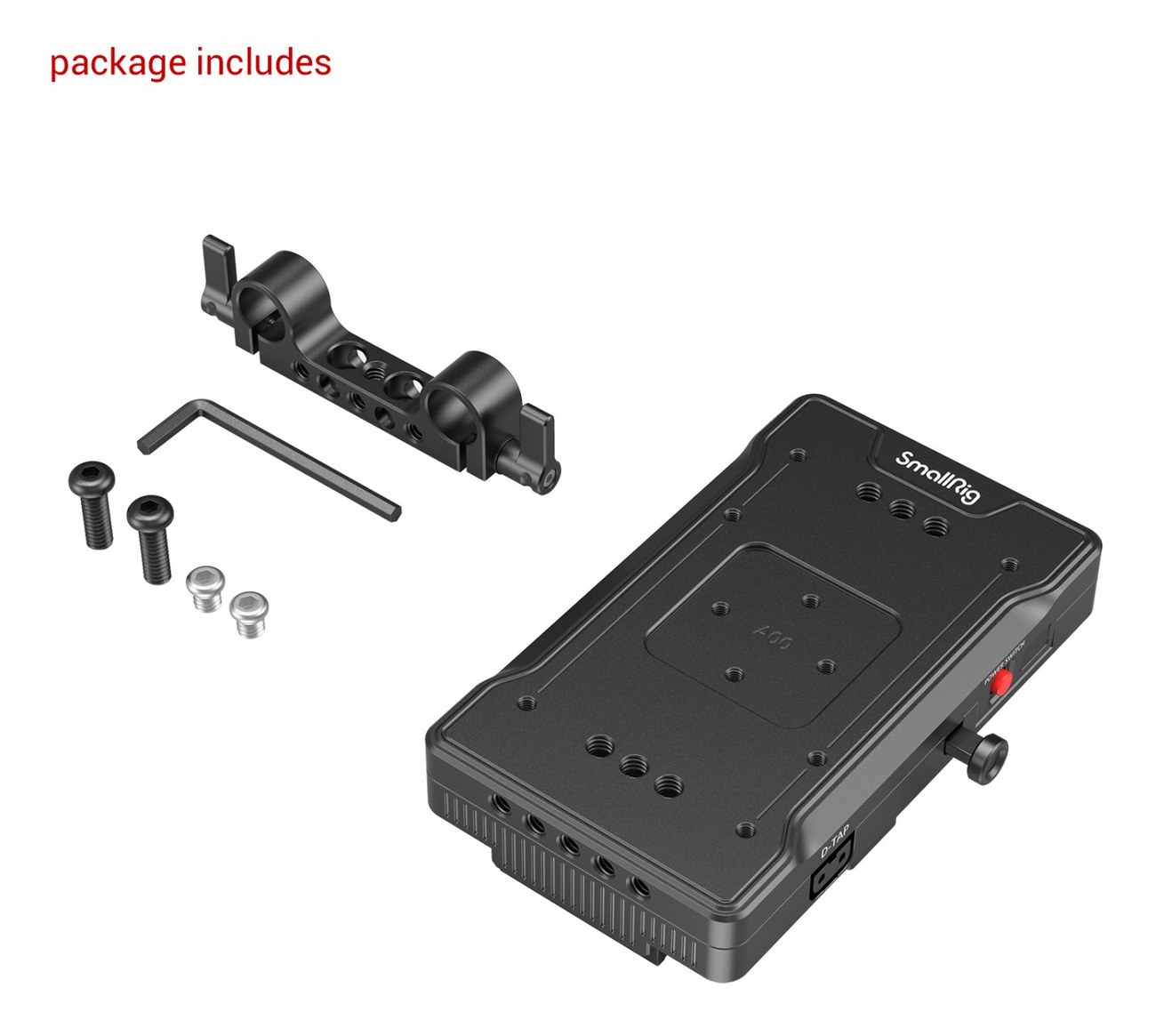 V Mount baterijska adapterska plošča z dvojno 15 mm objemko za palico 3203