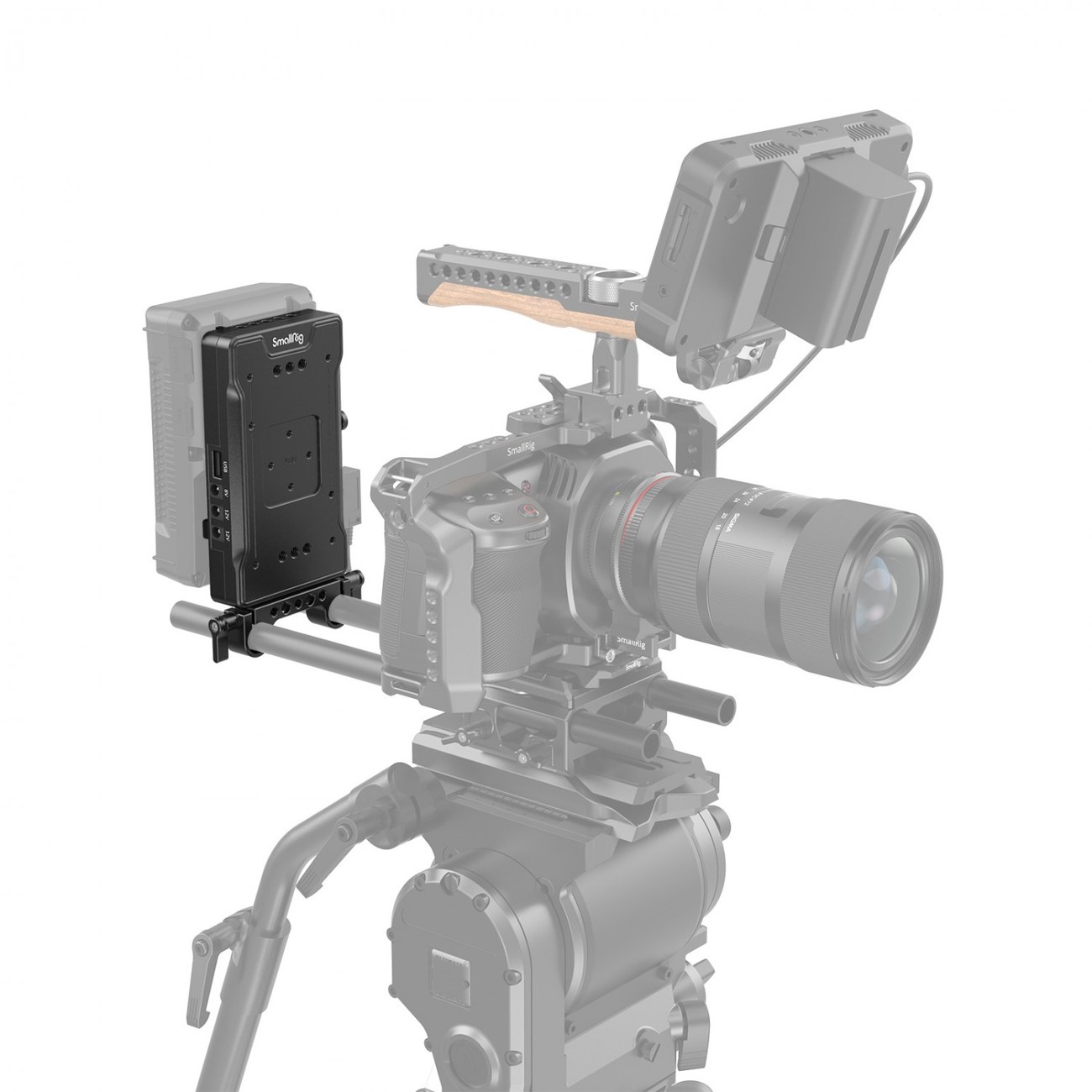 V Mount baterijska adapterska plošča z dvojno 15 mm objemko za palico 3203