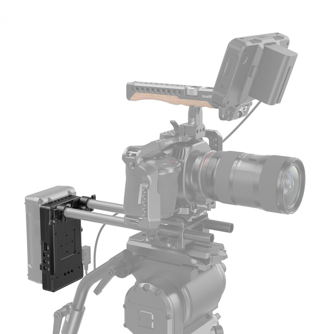 V Mount baterijska adapterska plošča z dvojno 15 mm objemko za palico 3203