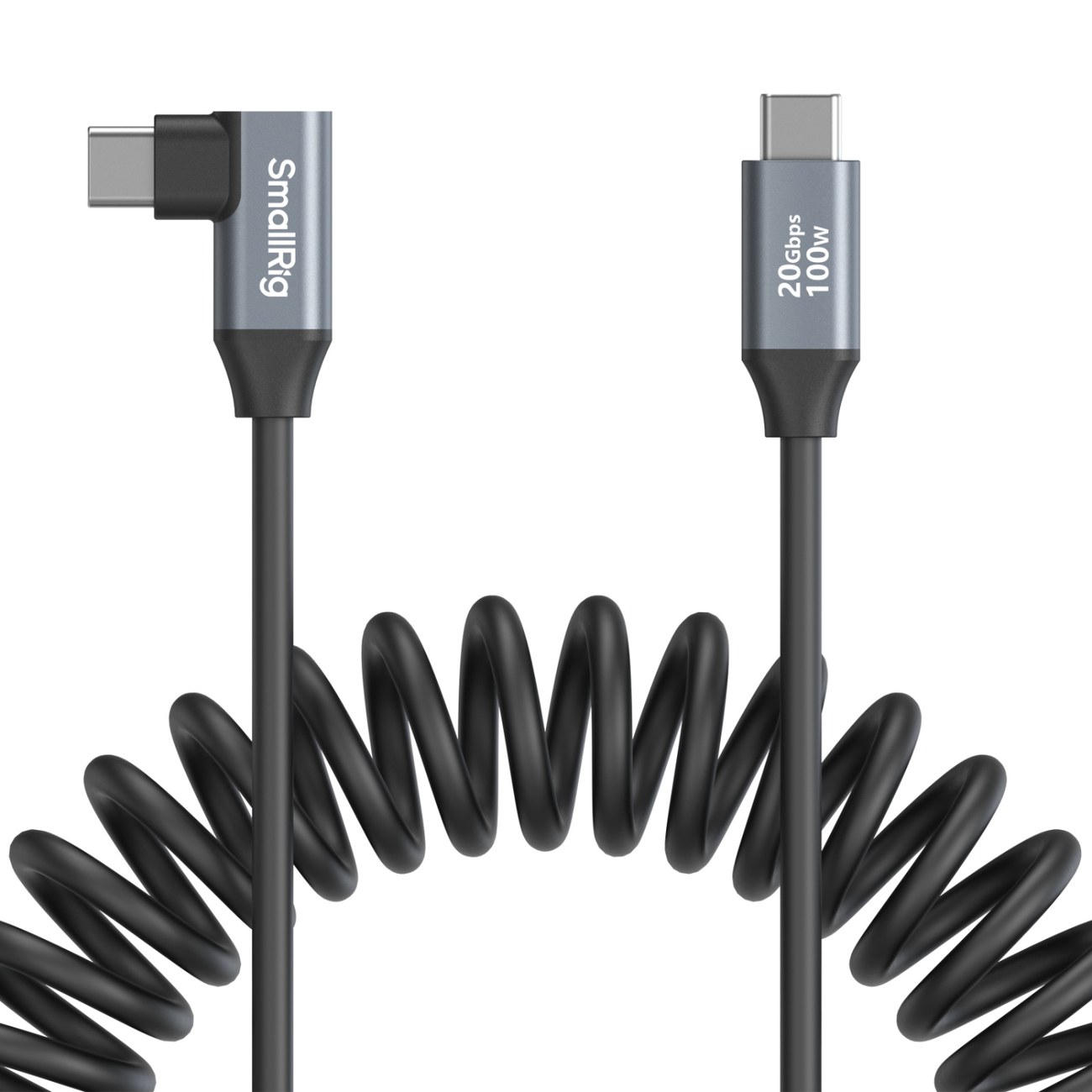 USB-C (Straight) to USB-C (Angled) Coiled Data Cable