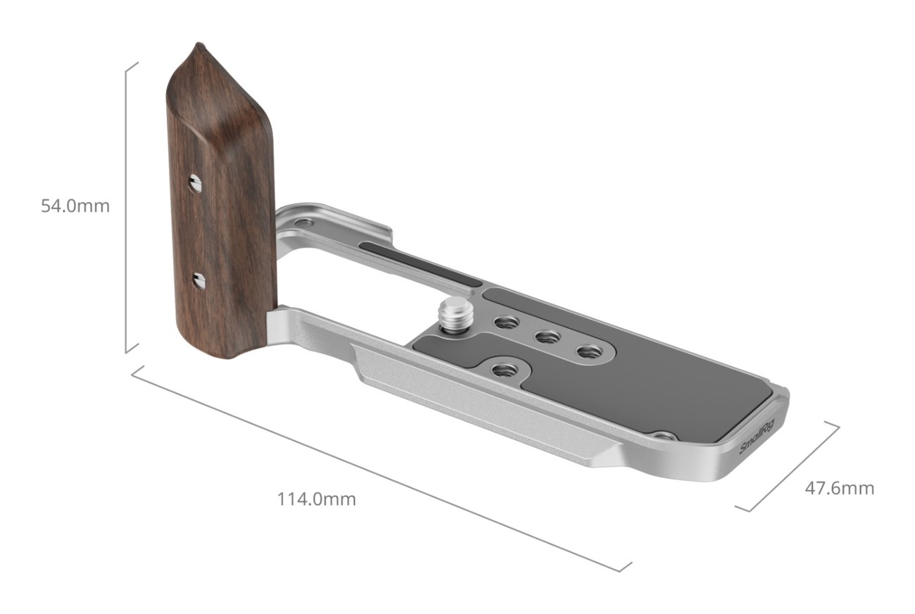 L-Shape Mount Plate with Wooden Handle for FUJIFILM X-M5 (Silver)