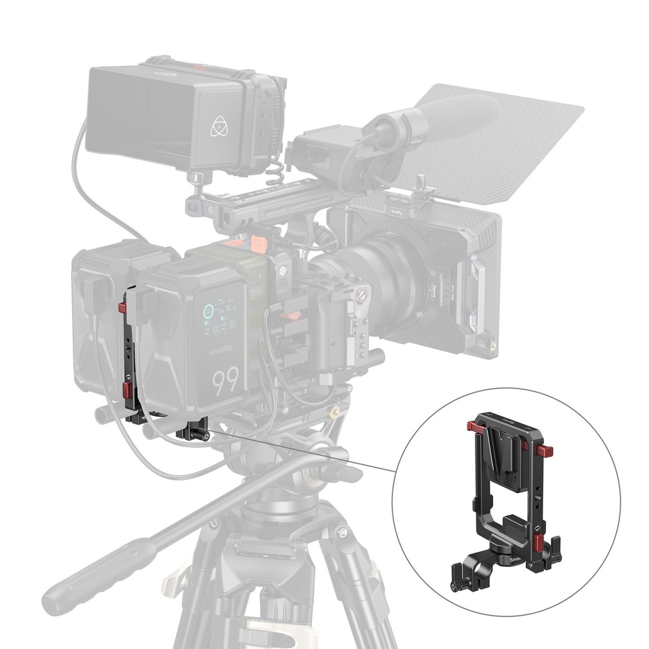 Rotatable V-Mount Battery Plate with Dual V-Locks and 15mm Dual Rod Clamp
