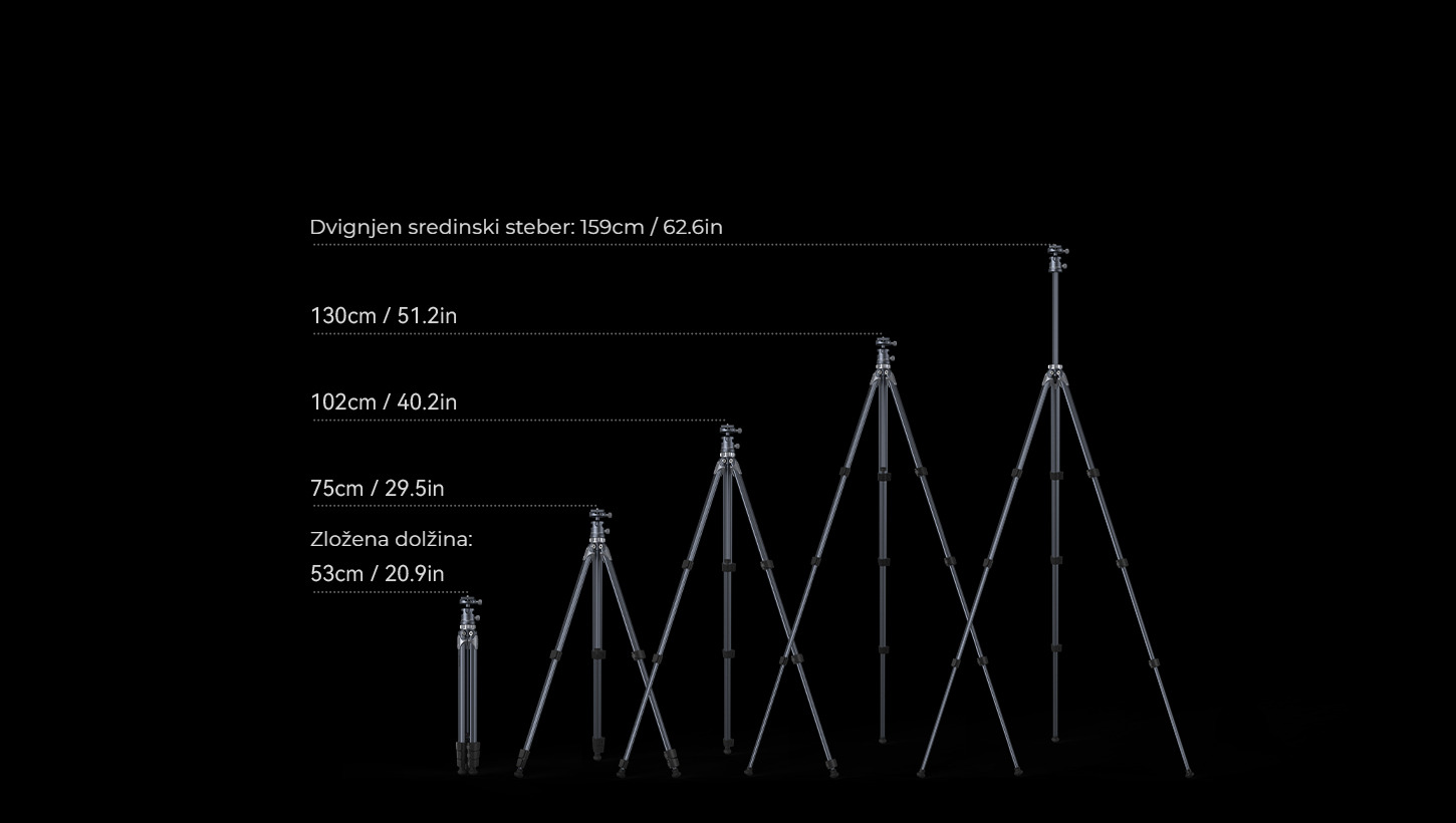 Category/Tripods/Photo Tripods Travel Tripod AP-02 | Compact, 8kg Load | SmallRig-SKU:4222B/Material(s):Aluminum Alloy/Tripod Load Capacity:15kg/Head Load Capacity:8kg/Working Height:75.0 - 159.0cm/Net