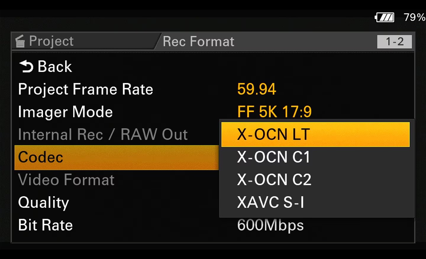Notranje snemanje X-OCN v kameri Sony FX5