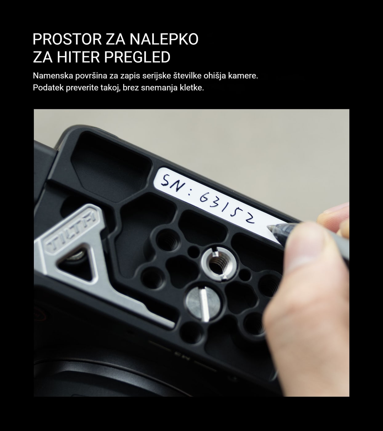 Prostor za nalepko s serijsko številko