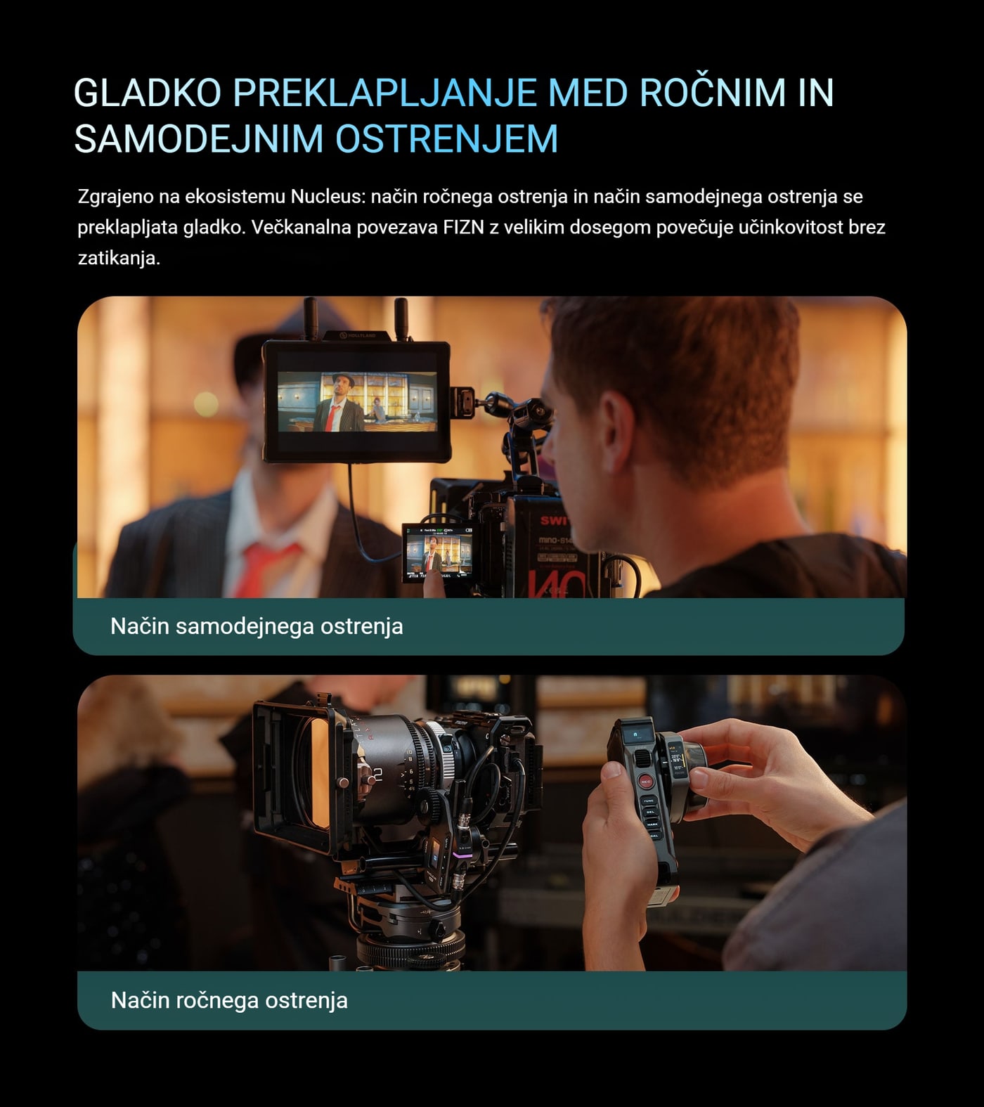 Gladko preklapljanje med ročnim in samodejnim ostrenjem