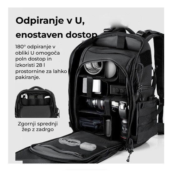 Ulanzi BC007 Tactical Camera Backpack 28L – Clamshell a boční přístup