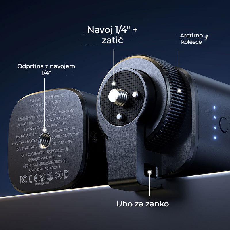 Ulanzi BG5 rukojeť s akumulátorem – Závit nahoře i dole