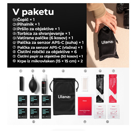 Ulanzi CO72 10-in-1 Cleaning Kit – Co je v balení