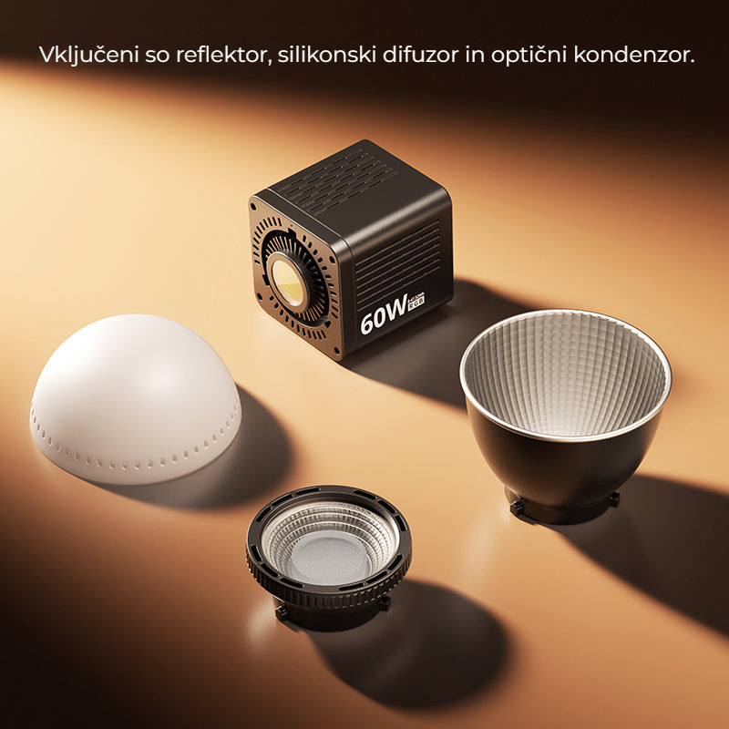 Ulanzi C60 60W Bi-Color Video Light – Reflektor, difuzor a kondenzor v balení