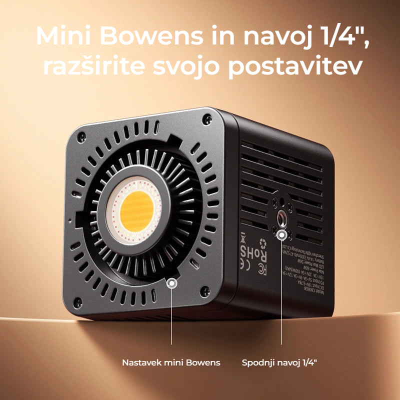 Ulanzi C60RGB COB LED světlo – Mini Bowens a závit pro stativ