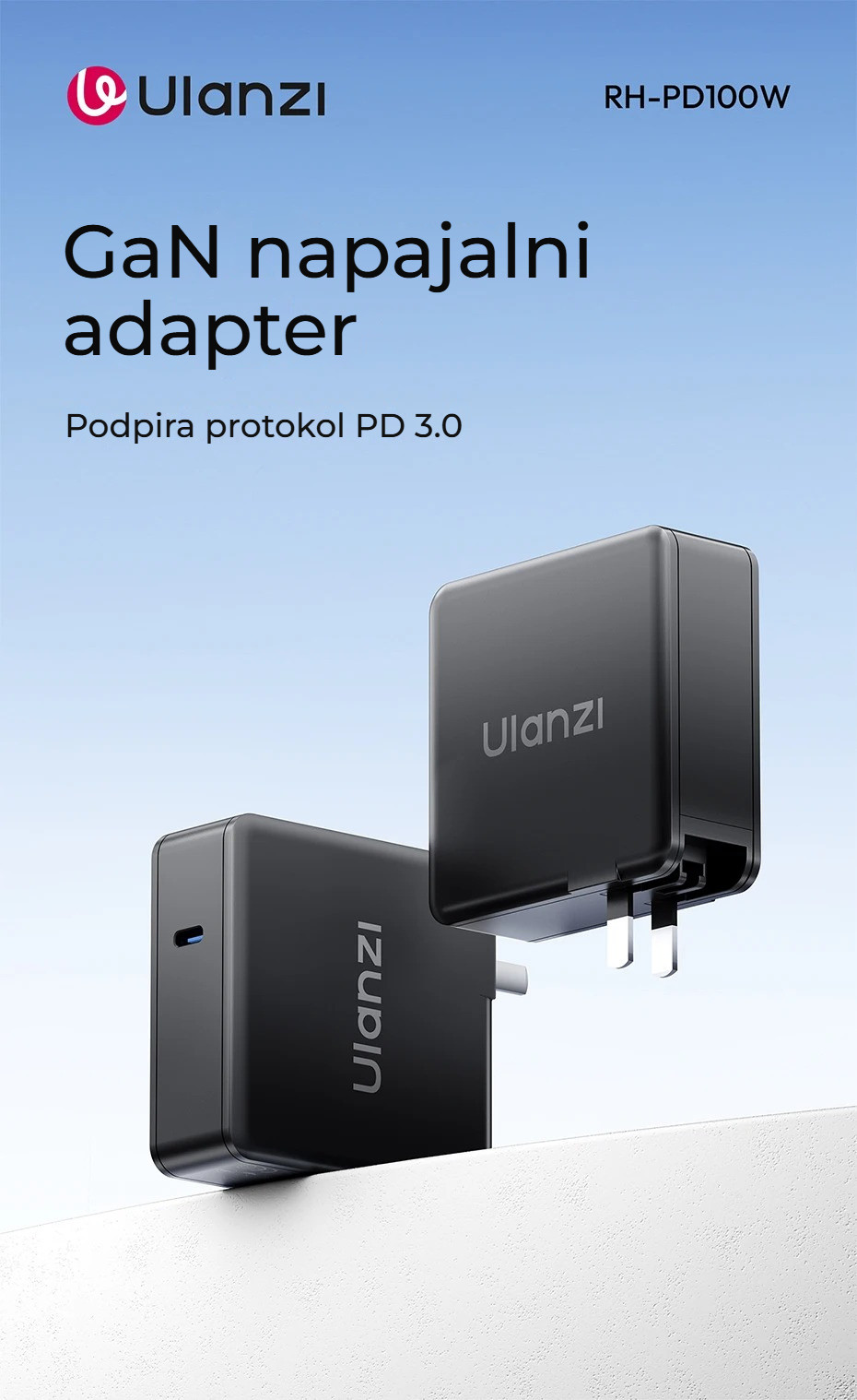 Ulanzi RH-PD100W 100W GaN USB-C napájecí adaptér – PD 3.0 a výkon až 100 W
