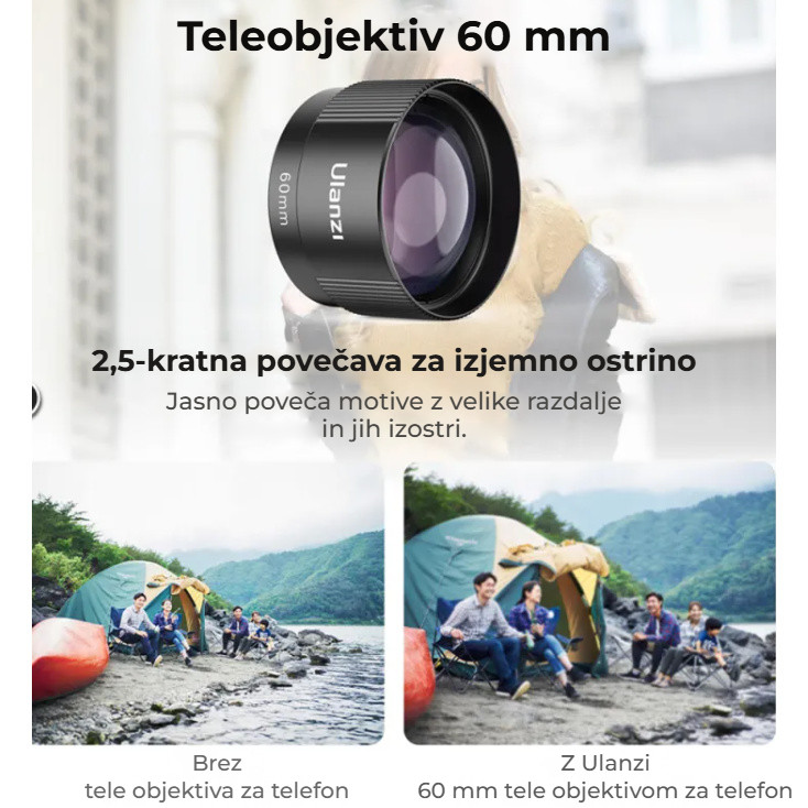 Ulanzi CL-006 60mm Telephoto Phone Lens – Pravé 2,5násobné zvětšení