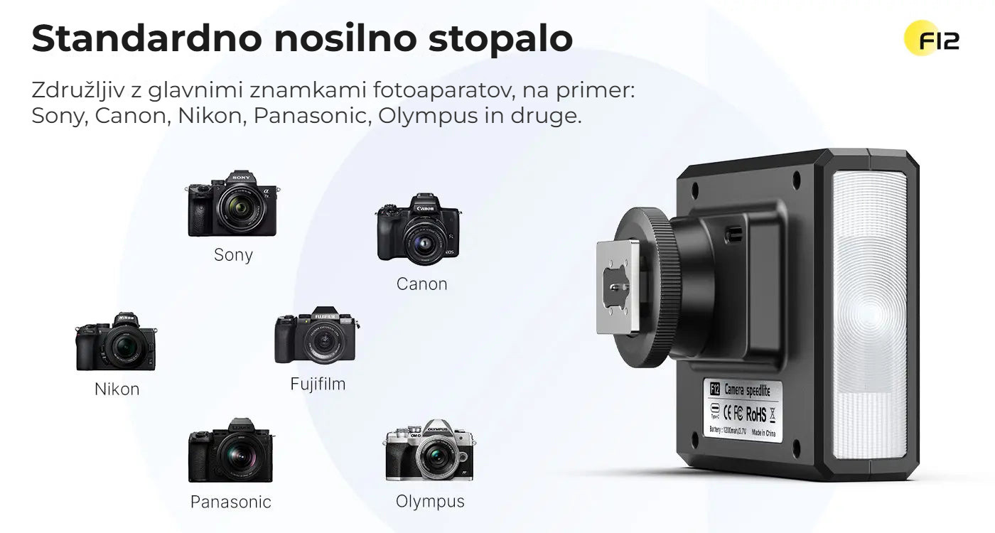 Ulanzi F12 V2 mini blesk – Standardní patice pro blesk
