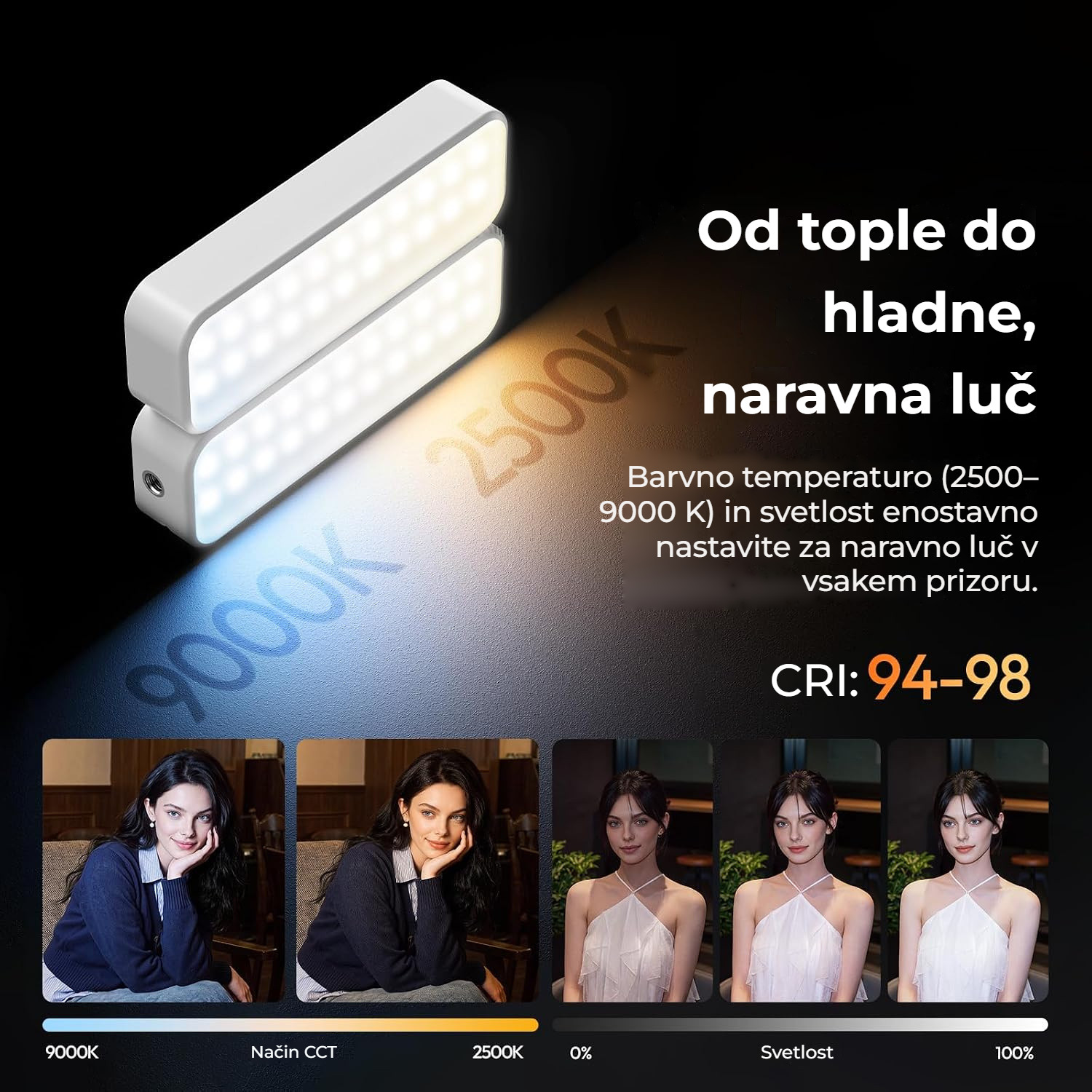 Ulanzi FOLD8 black – Bílé světlo 2500–9000 K