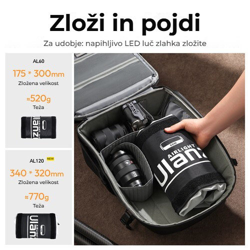 Ulanzi AL120 nafukovací LED světlo – Po složení malé