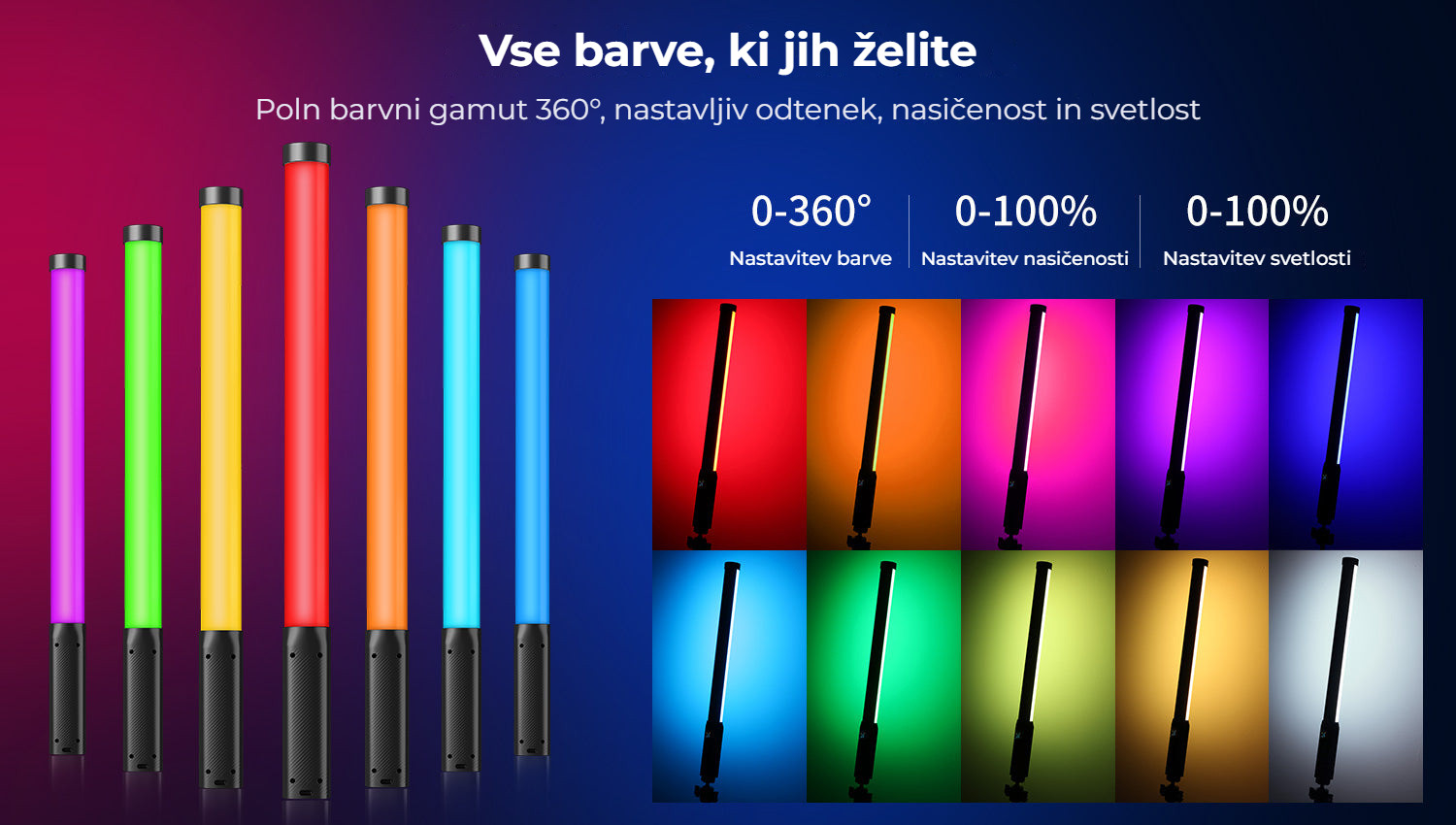Ulanzi VL119 RGB LED tyč 10 W – Všechny barvy, které chcete