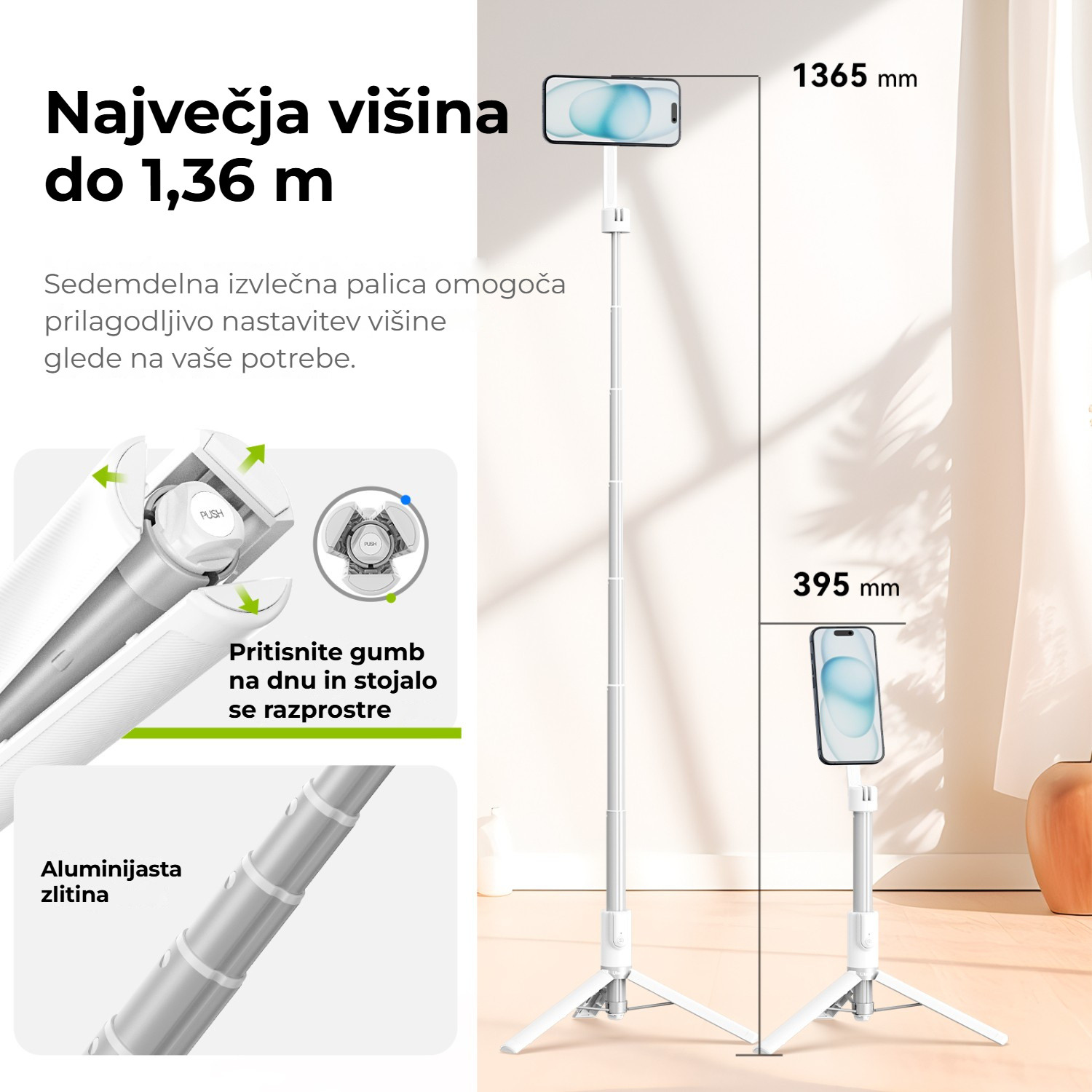 Ulanzi MG-003 Pro V3 bílý – Výsuv na výšku 136,5 cm