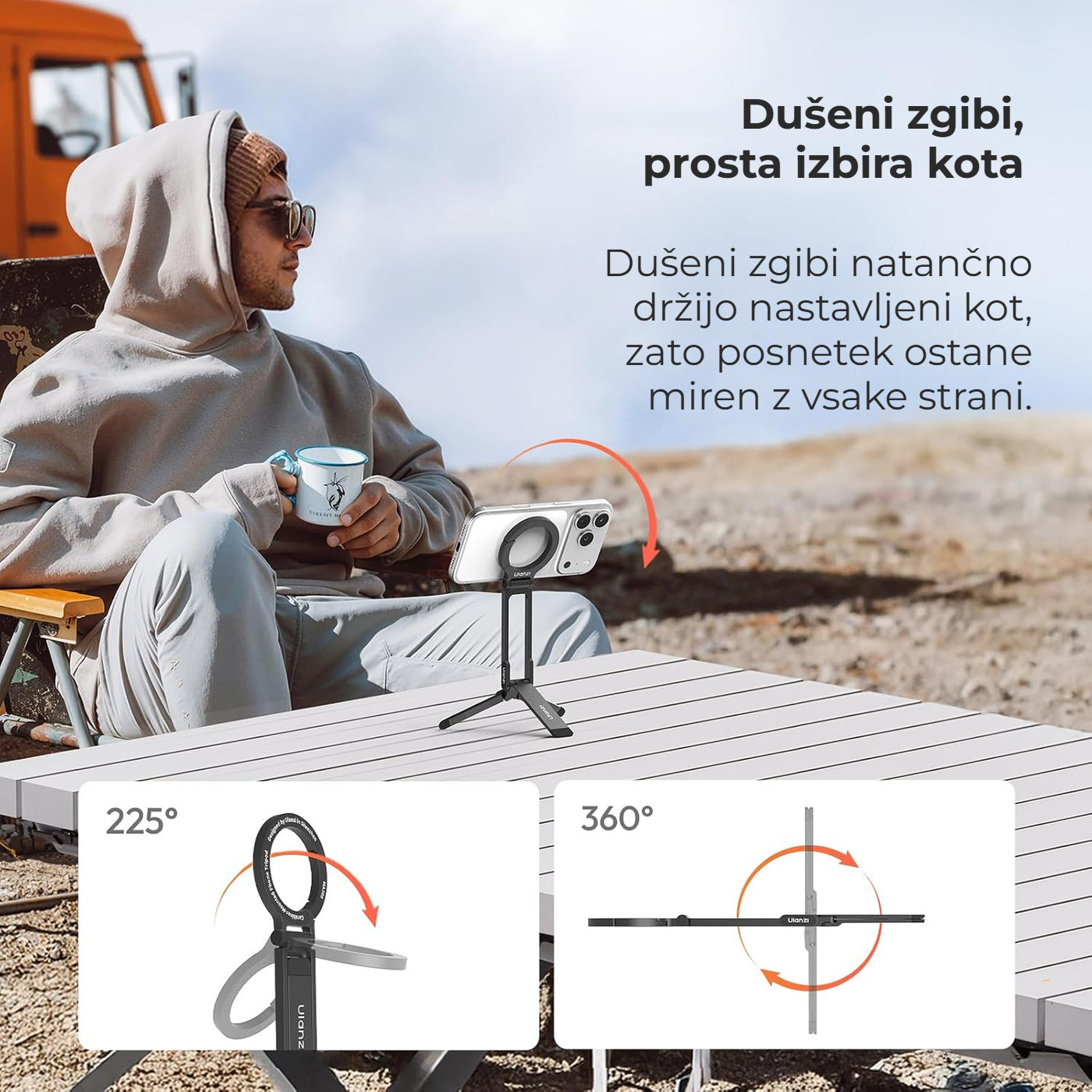 Ulanzi MA30S magnetický ministativ – Tlumené klouby, jistý úhel
